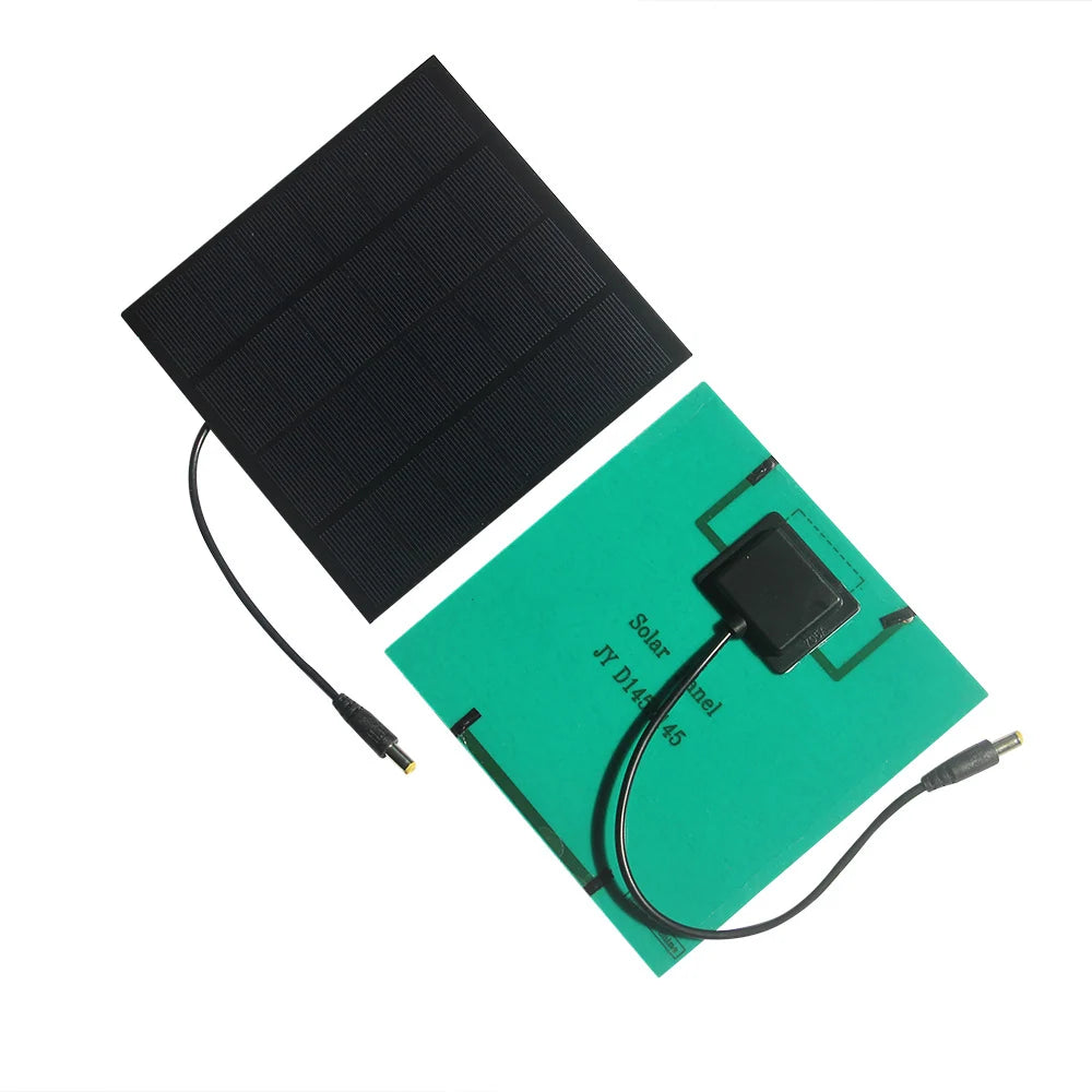 3W solar panel — front and rear panel views