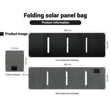 40W folding solar panel folded and unfolded dimensions with front and rear views