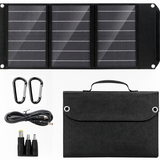 40W three-section solar charger with folded fabric bag, cable, adapter tips and hooks