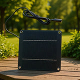 4W solar panel — square panel with DC lead outdoors