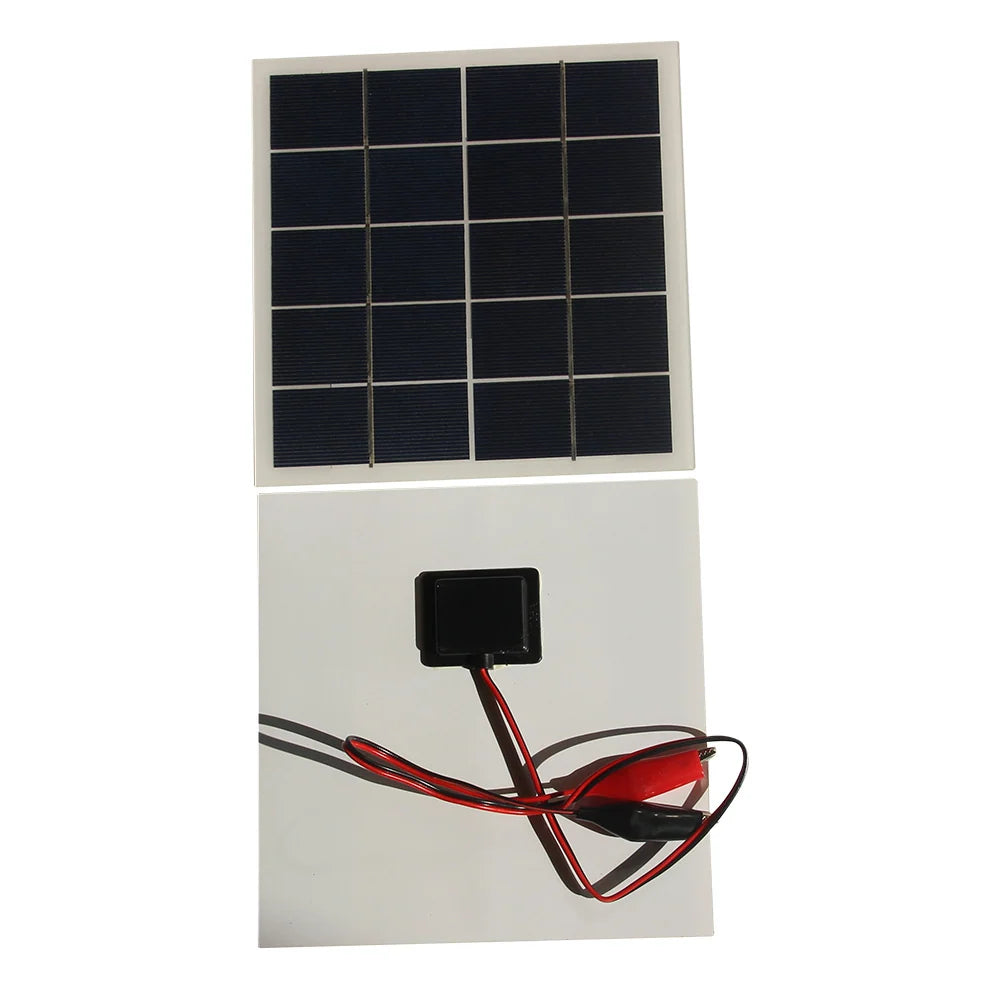 4W solar panel with battery clips — front and rear module