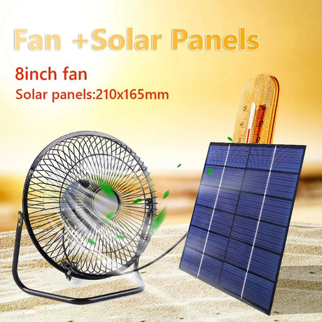5.5W maximum 5.5W solar fan kit — eight-inch fan and panel kit