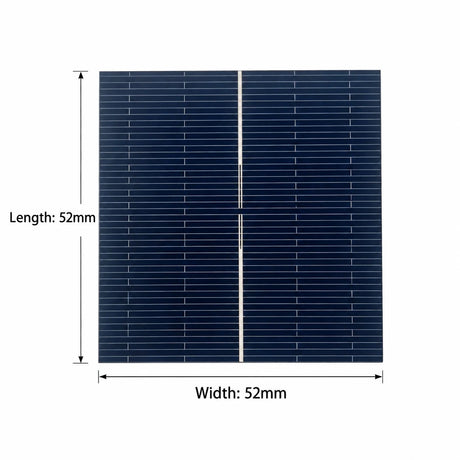 Single-busbar PERC solar cell with length and width both marked 52mm
