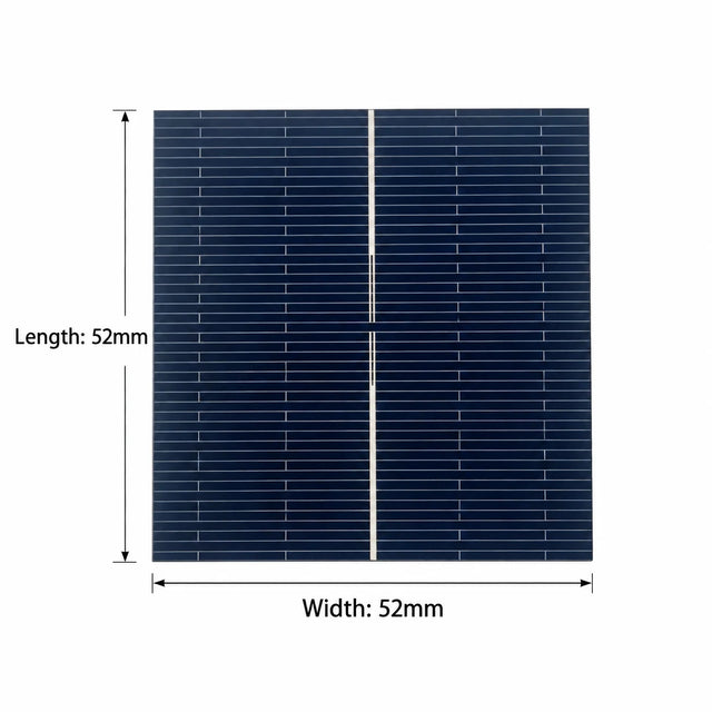 Single-busbar PERC solar cell with length and width both marked 52mm