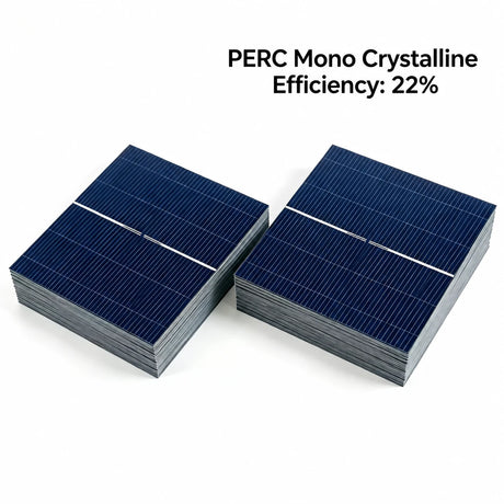 Two stacks of 52mm square monocrystalline PERC solar cells with a single busbar
