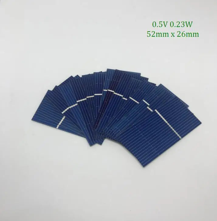 52mm x 26mm polycrystalline solar cells labeled 0.5V and 0.23W