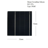 52mm x 52mm PERC solar cell specifications