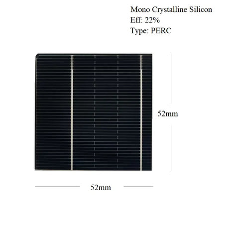 52mm x 52mm PERC solar cell specifications