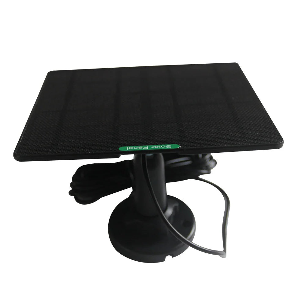 5W camera solar panel — black panel side and mount