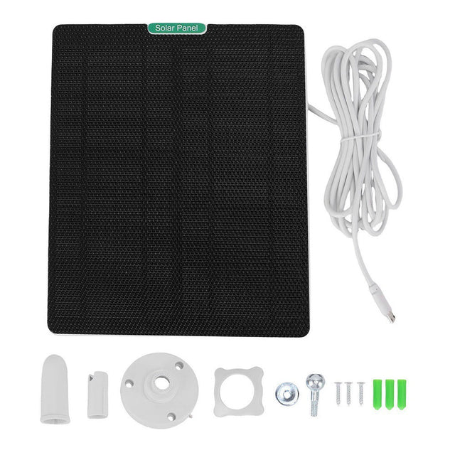5W camera solar panel — white panel and mounting fixings