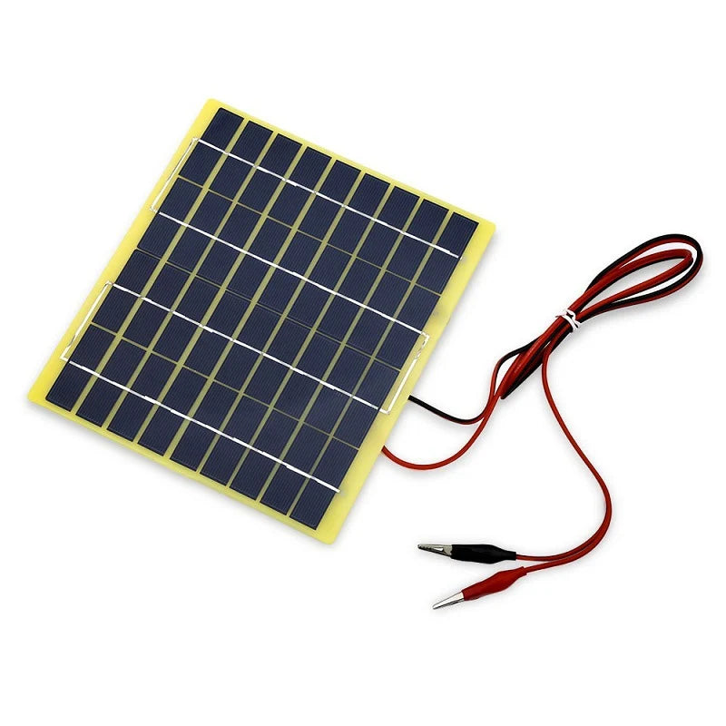 5W 5W solar battery panel — yellow panel with battery clip leads