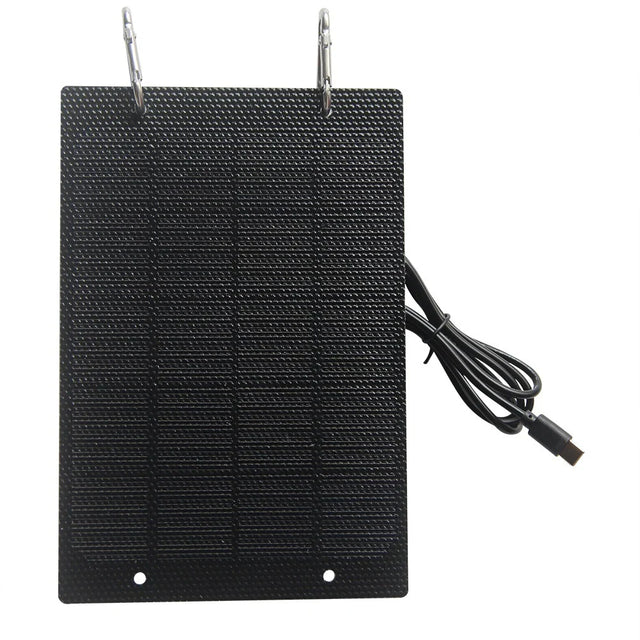 5W solar panel — ETFE panel hanging from carabiners