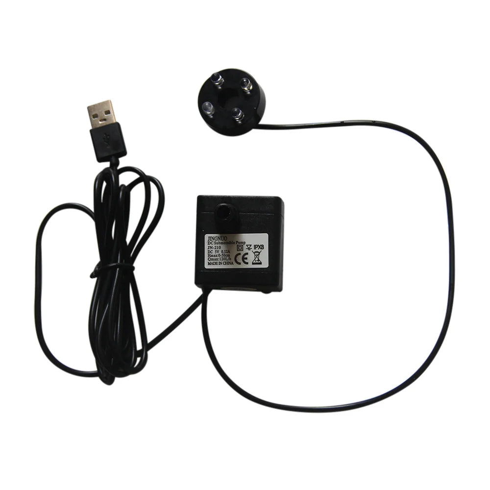 5W solar fountain pump — pump rear label and light ring