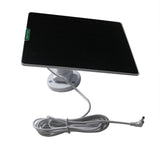 White camera solar panel with right-angle barrel plug