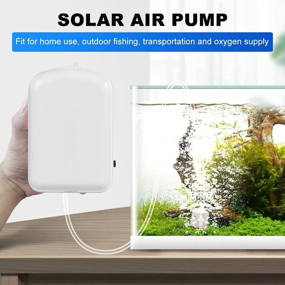 5W 5W solar air pump kit — air pump beside aquarium