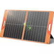 60W folding solar panel with two sections, orange edges and carry handle