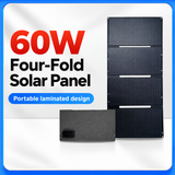 60W four-fold laminated solar panel with English product heading