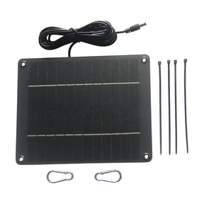 6W 12V panel with DC lead carabiners and four ties
