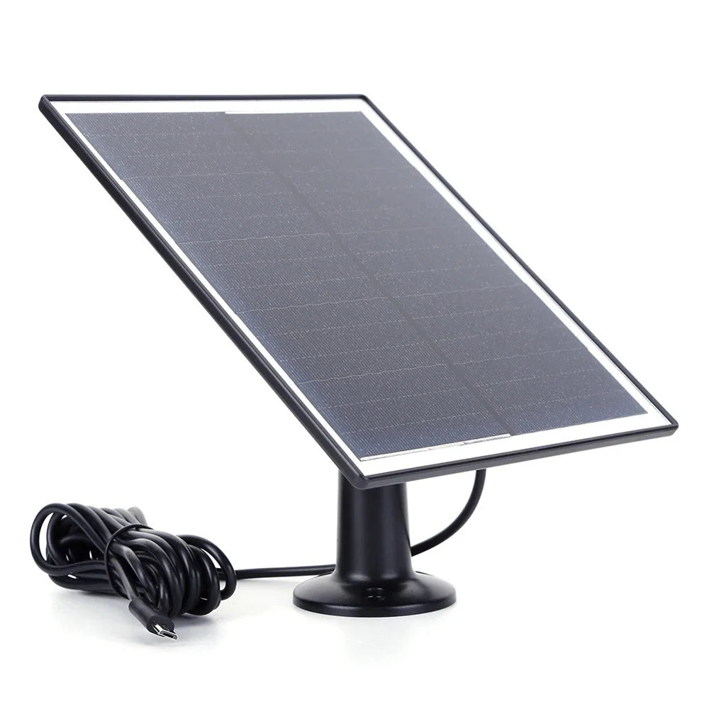 6W camera solar panel — black Micro-USB panel with mount