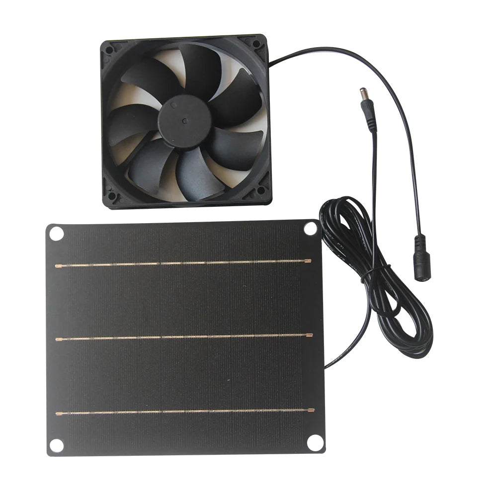 6W solar fan kit — panel front and fan