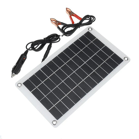7.5W maximum 7.5W solar battery charger — panel with car plug and clip leads