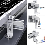 Solar panel roof mounting rails and clamps