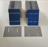 Front and back views of 78mm x 52mm polycrystalline solar cells