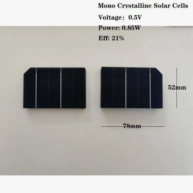 78mm x 52mm monocrystalline solar cell specification view