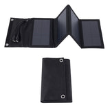 7W foldable solar charger — open and folded panel