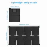 Folded and unfolded dimensions of the 80W panel