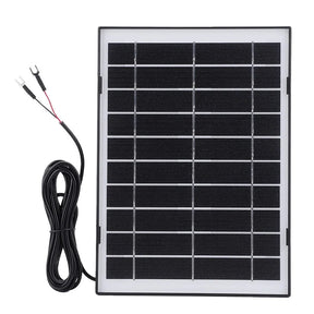 8W camera solar panel — black panel with fork lead