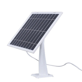 8W camera solar panel — white panel on stand