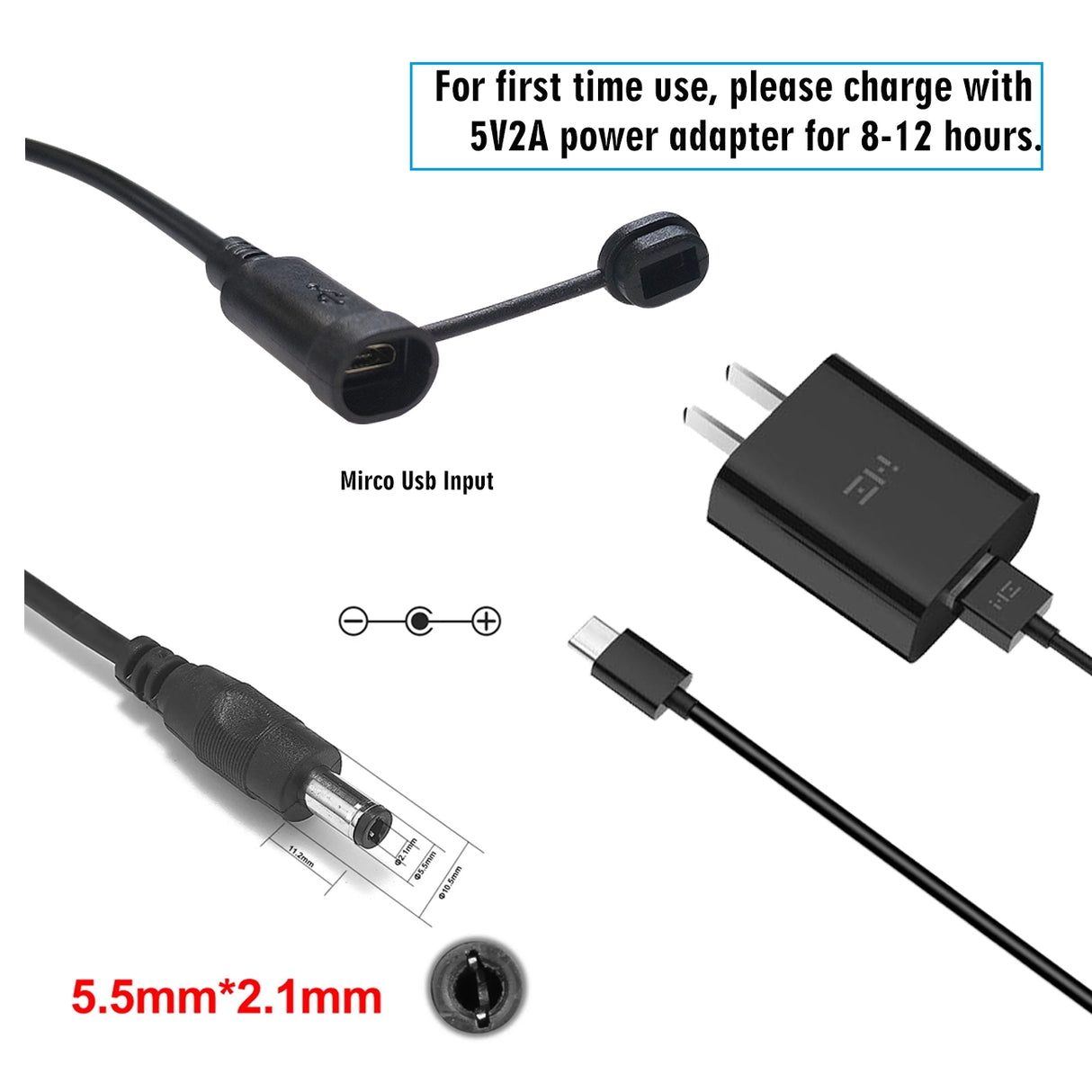 8W solar panel adapter plugs for USB-C, micro USB