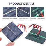 0.55W 3V Epoxy Mini Solar Panel with Wires, 60 × 55mm — product detail collage