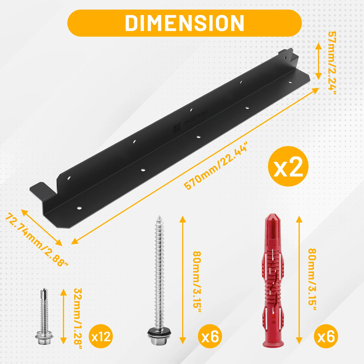 Black Long Z Solar Panel Mounting Brackets - 2 Piece Set