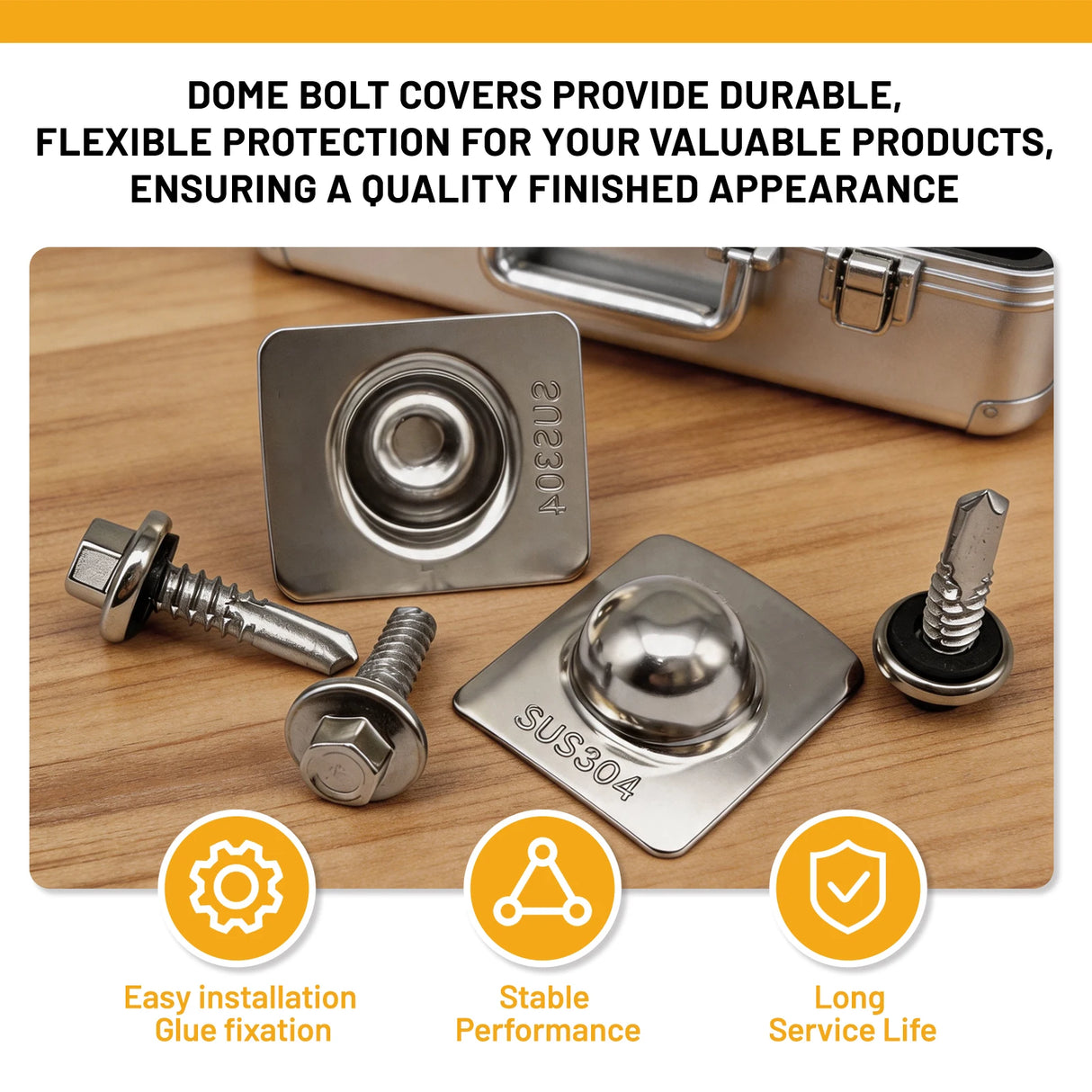 Stainless Steel Dome Bolt Caps - 20/30/50 Pack