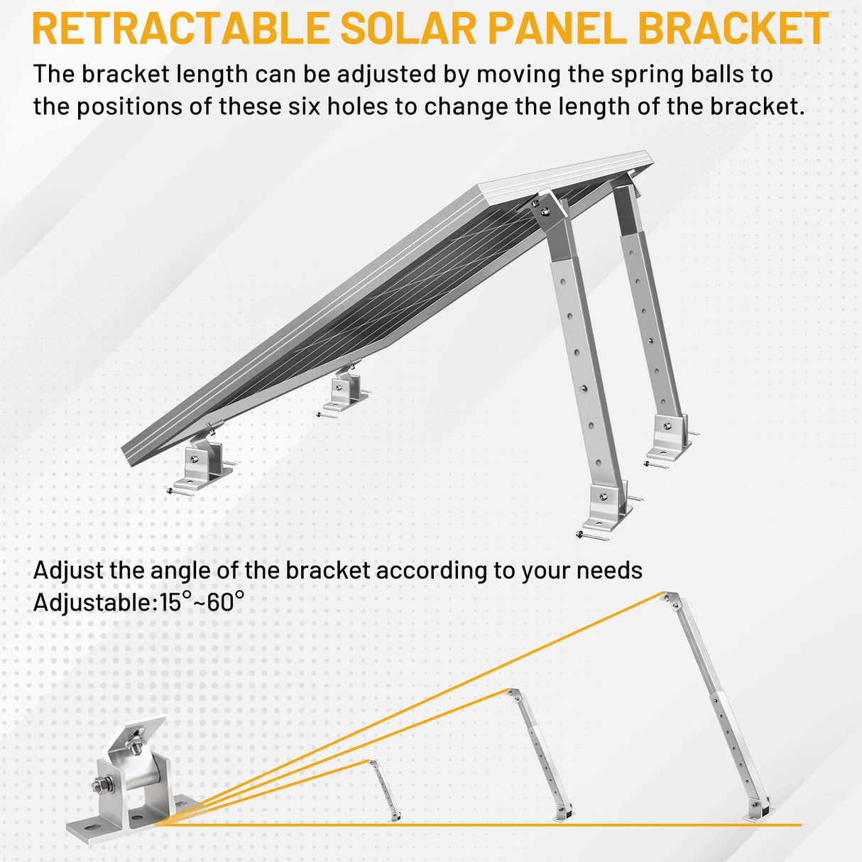 Support inclinable réglable pour panneau solaire sur toit de camping-car