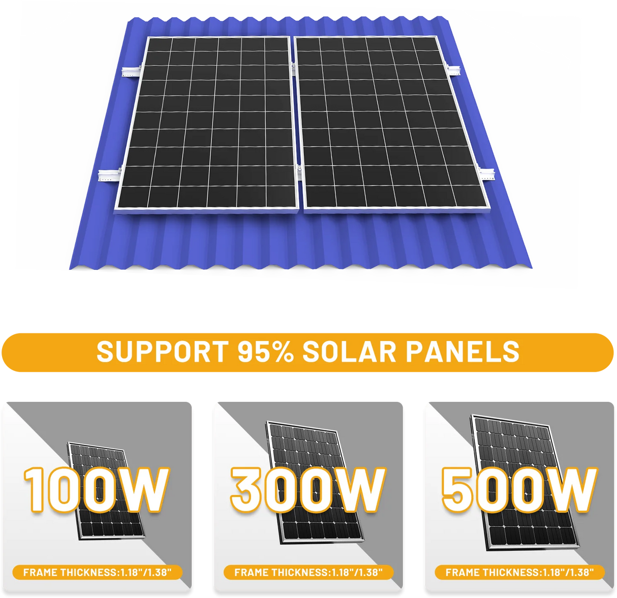 30cm Aluminum Solar Panel Mounting Rail Kit with End Clamps