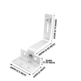Adjustable solar panel roof hook with labeled dimensions and slotted upright