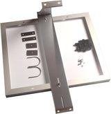 Adjustable solar panel pole mount bracket kit with upper and lower aluminum brackets, U-bolts, hardware, and mounting accessories.