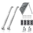 Adjustable solar panel tilt bracket kit with support legs, feet, plates, and fasteners