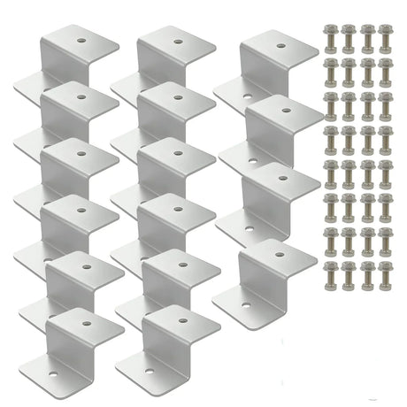 Sixteen aluminum solar panel Z brackets with matching bolts