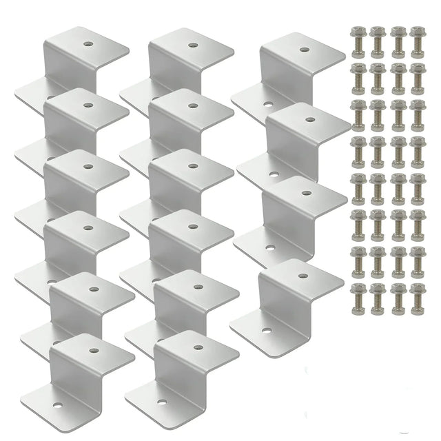Sixteen aluminum solar panel Z brackets with matching bolts
