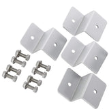 Four aluminum solar panel Z brackets with matching bolts