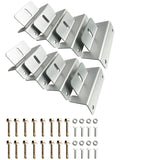 Four aluminum solar Z brackets with mounting bolts and washers