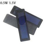 Three slim 0.5W 1.5V amorphous cells stacked, blue window with black textured border.