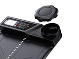 Close-up of coop door digital controls and open round housing cap