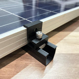 Black mini rail solar panel mounting installation detail