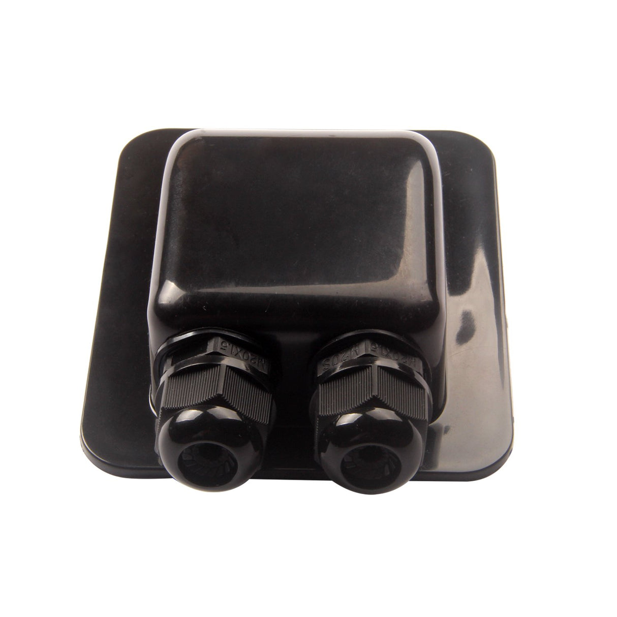 Black solar cable entry gland front view
