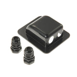 Black solar cable entry gland housing with cable glands